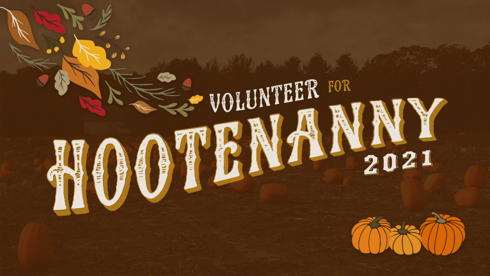 Poster forVolunteer for Hootenanny 2021